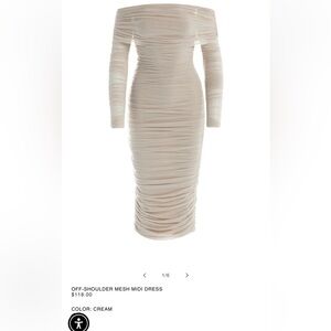 Naked Wardrobe Off-Shoulder Mesh Dress